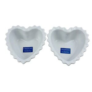 Chantal 5" Heart Shaped Bowl Lot of 2 White‎ Scalloped 1 1/4 Cup 93-HBR11